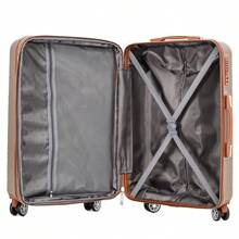 Set di 3 valigie da 20+24+28 pollici, marchio europeo, design francese, in materiale ABS, espandibili, con ampia capacità, ruote silenziose, serratura di sicurezza, impermeabili, resistenti all'usura, garanzia di 1 anno, essenziali per il viaggio, must-have per le vacanze, decorazioni eleganti, basics di moda, leggere e confortevoli, regalo speciale per la famiglia, prodotto top, contrasto di colori luminosi primavera/estate, adatto per uomini e donne, valigia da cabina per compagnie low-cost - Champagne - Visualizzare 9