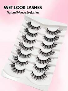 Asiteo 7 Pairs Moisturizing & Glossy False Eyelashes, Natural Curled Fluffy Faux Mink Lashes, Suitable For Daily Makeup, Parties, Cosplay And Other Occasions - 尖尾漫畫款 - 查看 2