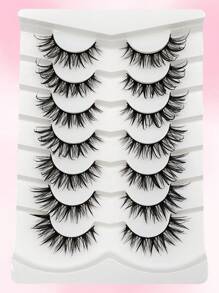 Asiteo 7 Pairs Moisturizing & Glossy False Eyelashes, Natural Curled Fluffy Faux Mink Lashes, Suitable For Daily Makeup, Parties, Cosplay And Other Occasions - 尖尾漫畫款 - 查看 6