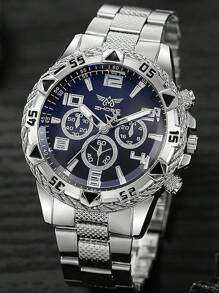 2PCS Men's Silver Stainless Steel Strap Elegant Business Style Quartz Watch Set, Suitable For Party Decoration, Leisure Travel