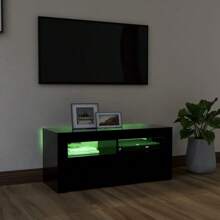 Sleek Black TV Cabinet 90x35x40 Cm Modern Entertainment Unit With Storage - Black - View 3