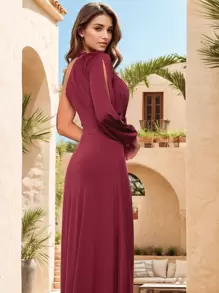 Long Party Dress Bridesmaid Wedding Guest Light Summer - Màu Đỏ Sâu - Xem 2