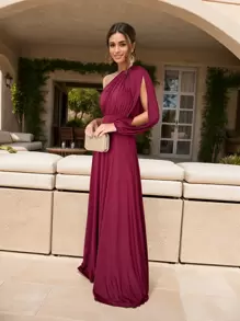 Long Party Dress Bridesmaid Wedding Guest Light Summer - Màu Đỏ Sâu - Xem 4
