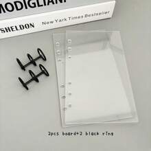 A6 Binder Acrylic Case Notebook, 2pcs Pmma Board With Metail Ring, DIY Junk Journal Notebook Set, 45 Sheets Refill Papers, Stationery Supplies,School Supplies,Back To School - Multicolor - View 15