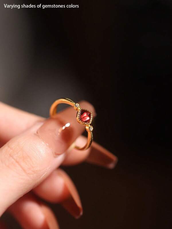 1 szt. 925 Srebro Sterlingowe Platerowane 18-karatowym złotem Pierścień z Berylu i Cyrkonii Solitaire, Delikatny, Mały Minimalistyczny Design Dla Kobiet, Idealny Do Codziennego Noszenia, Prezentów, Przyjęć i Wydarzeń