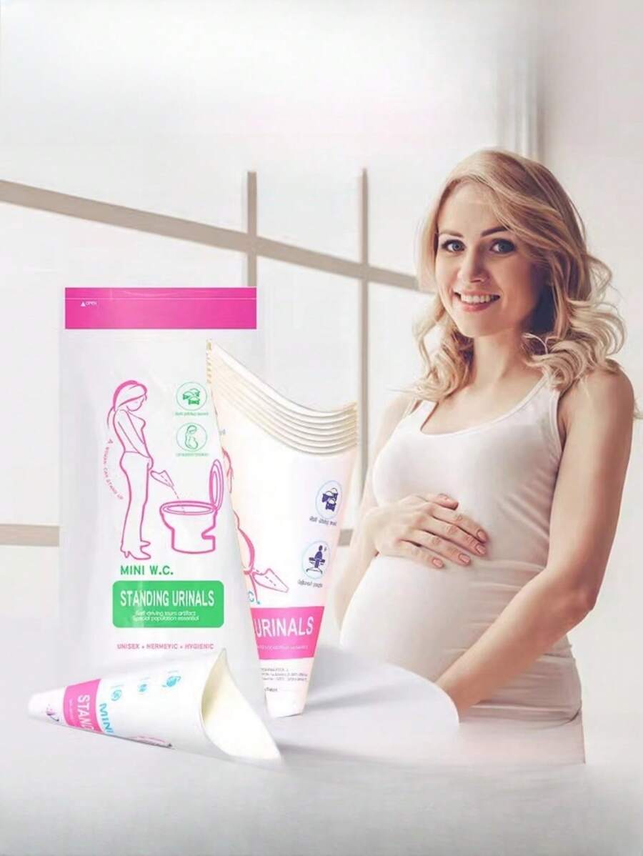 12件一次性纸尿壶女士站立式小便器孕妇术后女性户外免蹲式小便器 - 粉色 - 查看 1