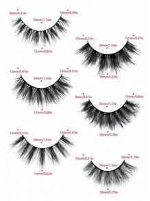 MAGEFY 48 对 D 卷长浓密蓬松假睫毛仿貂皮睫毛，6 种款式混合朋友分享套餐，3D 假睫毛俄罗斯浓密睫毛假睫毛戏剧性凌乱貂皮睫毛 - 濃密款 - 查看 7