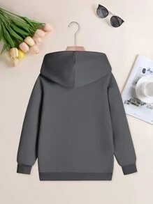 1pc Girls' Casual Printed Hoodie Sweatshirt, Comfortable Pullover Hooded Top For Students, Autumn/Winter