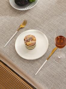 A Rolled Edge Table Cloth, Rustic Linen Waterproof, Oil-Proof, Dust-Proof Table Cloth, Suitable For Kitchen Table, Restaurant Decoration, Holiday Party Table Cloth, Home Decor Textile Table Cloth Home Decor Textiles - Khaki - View 3