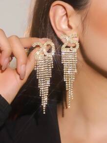 圣诞节 CZ 水晶宫重型手工制作 2025 耳环耳钉 送给妻子女朋友情人节礼物 1 对 - 金色 - 查看 4