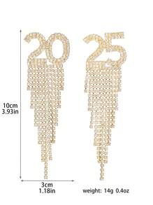 圣诞节 CZ 水晶宫重型手工制作 2025 耳环耳钉 送给妻子女朋友情人节礼物 1 对 - 金色 - 查看 3