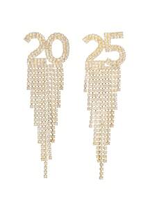 圣诞节 CZ 水晶宫重型手工制作 2025 耳环耳钉 送给妻子女朋友情人节礼物 1 对 - 金色 - 查看 2