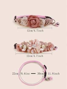 2 pezzi di sciarpa accessorio per collo di gatto con fiori di rosa finti, carino per animali domestici di piccola taglia