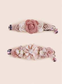 2 pezzi di sciarpa accessorio per collo di gatto con fiori di rosa finti, carino per animali domestici di piccola taglia