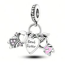 1 Colgante de joyería con pareja besándose y colgante de hermana, modelo de pulsera plana de cuentas original. Hermoso regalo para mujeres, amantes de la joyería. Colgante de amor como regalo de cumpleaños y Día de San Valentín