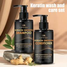 LANEMAY 角蛋白顺滑洗发水和护发素套装 - 深层滋养头皮，软化卷发，增加头发弹性，强韧丰盈的头发 - 护理干燥和受损的头发 - 白色 - 查看 6