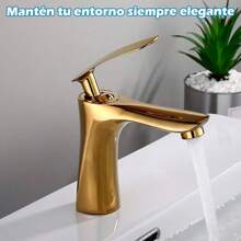 Grifo Monomando Mezclador Color Dorado Para Lavabo Lavamanos Baño - Dorado - Ver 2