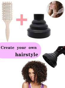 Hair Styling Tool Set,1PC Universal Collapsible Hair Dryer Diffuser Attachment Fit Most Of Blow Dryers,1PC New Curl Defining Hair Brush For Shaping & Defining Curls,For Women Christmas Gifts - Multicolor - View 2
