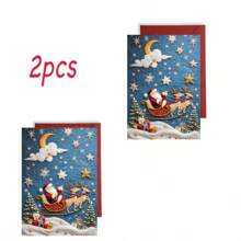 1pc/2pcs/24pcs Charming & Fun Christmas Reindeer Greeting Card, Watercolor Birthday Card, Invitation Card, Thank You Card, Personalized Design, Cartoon Pattern Series, Comes With Envelope, Perfect Gift For Christmas, Birthday, For Him/Her, Family, Friends, Siblings, High-Quality Thick Card Stock, Comfortable Texture