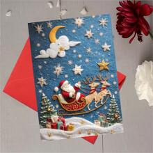 1pc/2pcs/24pcs Charming & Fun Christmas Reindeer Greeting Card, Watercolor Birthday Card, Invitation Card, Thank You Card, Personalized Design, Cartoon Pattern Series, Comes With Envelope, Perfect Gift For Christmas, Birthday, For Him/Her, Family, Friends, Siblings, High-Quality Thick Card Stock, Comfortable Texture