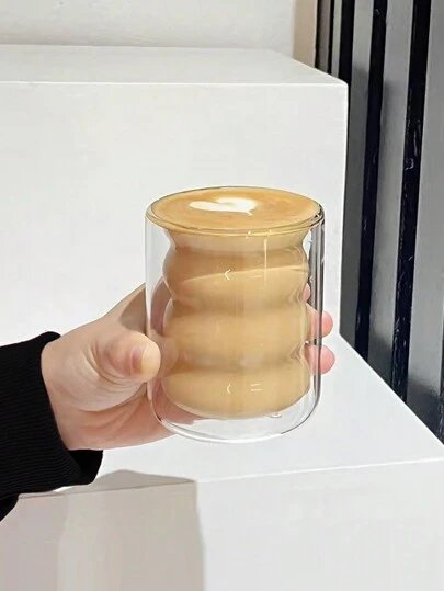 1 taza de café de vidrio de doble pared, minimalista y elegante, creativa, con aislamiento de doble capa, antiescaldaduras, para té, leche y agua, ideal para el regreso a clases.
