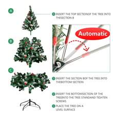 Bushy Christmas Tree With LED Fibre Optic Lights Metal Stand Xmas Decor 5ft-7ft - Green - View 8