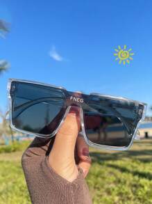 1 Piece 3-10 Fashion Retro Children's Rice Nail Fashion Glasses, Punk Style Square One-Piece Large Frame Fashion Glasses, Student Children's Street Shooting Hundred Fashion Eyeglasses Glasses, Suitable For Daily Use