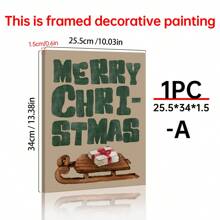 1pc Vintage Merry Print Fun Holiday Decor Typography Wall Art Watercolor Sled Poster Present Print ,Wall Decoration Posters, Wall Canvas Decoration, Ideal Gifts For Hallway Bedrooms And Living Room Home Decor Christmas Decorations Room Decor Christmas