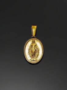 1 mặt dây chuyền bùa may mắn mạ vàng 18K, thiết kế Unisex thích hợp làm trang sức vòng cổ tự làm, đeo hàng ngày, quà tặng cho bạn bè và gia đình, quà tặng sinh nhật - hình bầu dục - Xem 4