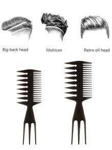 Vintage Hair Styling Comb For Men, Large Tooth Comb For Pompadour, Texture, Double-Sided Comb, Wide Tooth Comb, 3-In-1 Hairstyling Comb With Fine/Thick Teeth, Pointed Tail Comb For Cutting/Shaping
