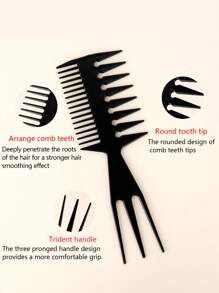 Vintage Hair Styling Comb For Men, Large Tooth Comb For Pompadour, Texture, Double-Sided Comb, Wide Tooth Comb, 3-In-1 Hairstyling Comb With Fine/Thick Teeth, Pointed Tail Comb For Cutting/Shaping