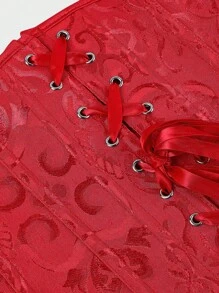 Underbust Corsets For Women,Corset Belt, Women's Floral Jacquard Lace Up Under Boob Corset Slimmer Body Shaper - Đỏ - Xem 6