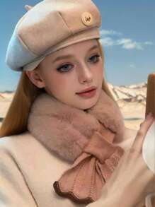 1 件女士保暖短围巾，纯色厚十字颈保暖围巾，易于搭配，冬季