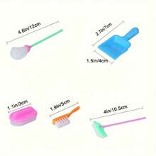 9 件套迷你清洁套装 - 包括拖把、扫帚、刷子、水桶等，颜色随机 - 采用安全 PVC 材料制成， - 适合 12 岁以下儿童 - 彩色 - 查看 7