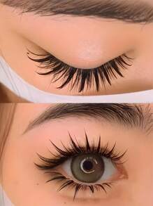 5 Pairs Pointed Tip Cartoon Style False Eyelashes, 12mm Black Stems, Japanese Anime Inspired Lashes, Demon Style & Natural Look Eyelashes