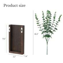 2 Pack Wood Wall Planter Vase With Artificial Eucalyptus Farmhouse Wall Hanging Decor Pocket Planter For Indoor Fake Plants Greenery, Living Room Bedroom Kitchen Home Office Decoration - 棕色 - 查看 5