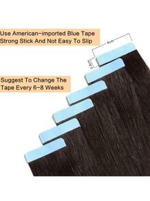 16"-24" Brown Tape In 100% Human Hair Extensions For Women 20Pcs/Pack Straight Seamless Skin Weft Remy Human Tape In Hair Extensions, Human Hair Extensions For Women, #6 Medium Chestnut Brown - S6 - View 6