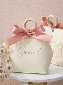 5PCS Gift Bag Wedding Favors Candy Box,For Mother's Day,Letter Graphic Bow Decor,Candy Gift Small Box Basket Jewelry Packaging Bags,Gift Wrapping Bag For Party,Gift For My Mother