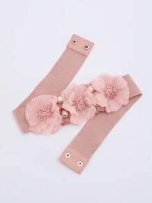 1pc Women's Colorful Lace Pearl & Faux Flower Decor Elastic Waist Belt, Holiday Style - A - View 7