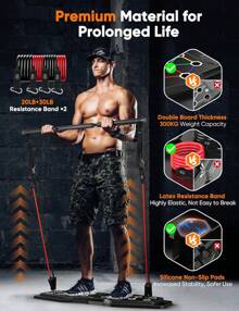 GINOST Foldable Push Up Board, 25-In-1 Multifunction Workout Equipment For Home Gym, Color-Coded Positions For Chest, Shoulders, Triceps & Back, Portable Fitness System With Resistance Bands, AB Roller, And Pilates Bar For Full Upper Body Strength Training - 黑色 - 查看 5