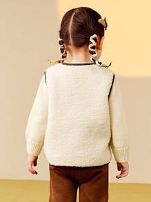 mini bala 冬季新品 双面羊毛背心，婴儿防静电 - 淺卡其 - 查看 3