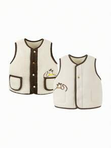 mini bala 冬季新品 双面羊毛背心，婴儿防静电 - 淺卡其 - 查看 4