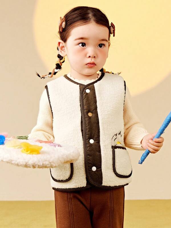 mini bala New Winter Collaboration Reversible Fleece Vest, Anti-Static For Baby
