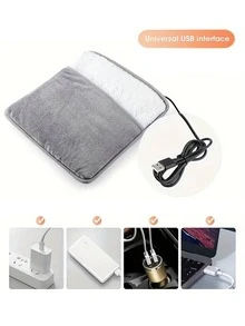 USB 加热脚垫，可洗羊毛电动暖脚器，家用加热拖鞋，让您的双脚在冬天保持温暖 - 36V 或更低电压，便携式 - 灰色 - 查看 9