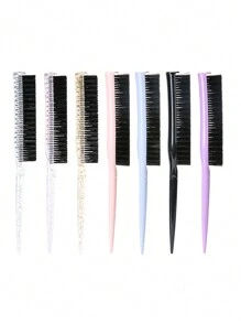 Lược đánh rối 3 hàng, Lược chải tóc xoăn bồng bềnh, Lược nhựa tạo kiểu tóc chuyên nghiệp 1/7 chiếc, Lược chải 3 hàng, Lược tạo phồng, Dụng cụ tạo kiểu tóc hàng ngày tại tiệm làm tóc, Lược đánh rối, Lược tẩy tế bào chết da đầu, Lược gỡ rối Flex, Lược chải, Lược tạo kiểu tóc, Lược chải tóc bằng nylon dành cho phụ nữ - Quà tặng Giáng sinh - Nhiều màu - Xem 14