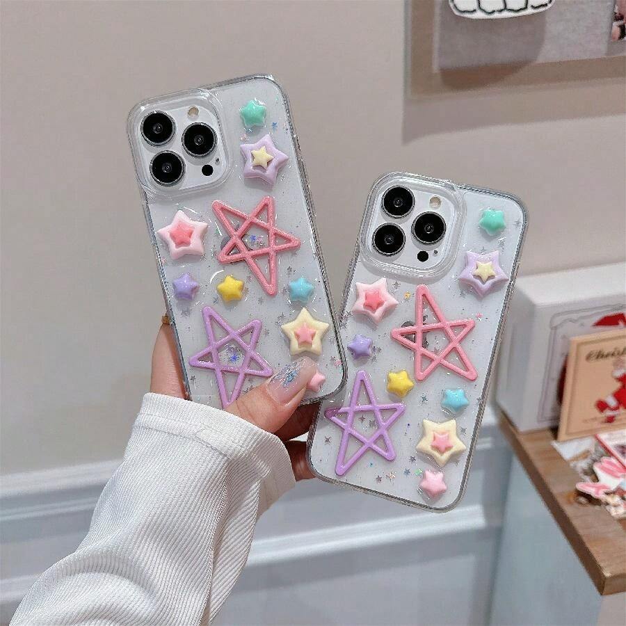 1 Ốp điện thoại chống sốc họa tiết hoa 3D đính đá Rhinestone có lỗ camera lớn, ốp điện thoại trang trí dễ thương tương thích với iPhone 11/11 Pro Max/14/15/12/13 - Nhiều màu - Xem 1
