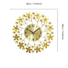 1pc Modern Style Silent Wall Clock, Suitable For Living Room, Kitchen, Bedroom, Office, Metal Crystal Hanging Clock, Battery Powered, Decorative Item (Battery Not Included), 15 Inch, Rama Decor, Home Decor, Room Decor Gift, Birthday Graduation Clock, Bedroom Wall Decor, Dorm Decor, Back To School Decoration - Multicolor - View 4