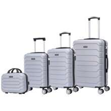 Stylish Travel Luggage Set: Lightweight ABS Shell, Number Lock, 4 360 Rotating Wheels, Aluminum Telescopic Handle Luggage Set Trolley Cabin Suitcase. Four Sizes: Large Suitcase: 24 "(60 Liters) 65x40x25cm, Medium Cabin Suitcase: 20" (37 Liters) 55x35x22cm. Small Cabin Suitcase: 18 "(32 Liters) 50x32x19cm And A Practical Toiletry Bag 14 "(11 Liters) 35x25x16cm ( 8002 ) - 灰色 - 查看 1