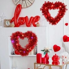 Couronne de décoration suspendue en forme de cœur pour la Saint-Valentin, fournitures de fête, couronne de mariage, anniversaire, fiançailles, sans lumières incluses - Multicolore - Voir 10