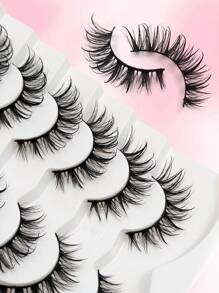 Asiteo 7 Pairs Moisturizing & Glossy False Eyelashes, Natural Curled Fluffy Faux Mink Lashes, Suitable For Daily Makeup, Parties, Cosplay And Other Occasions - 尖尾漫畫款 - 查看 4